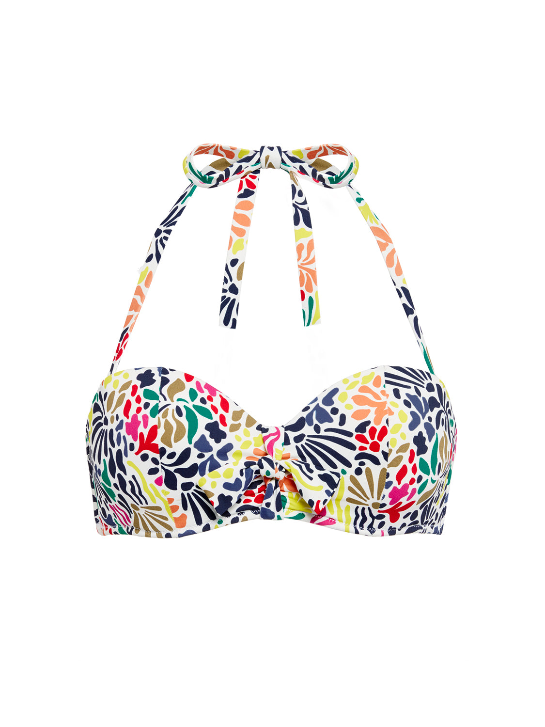 Underwired bandeau bikini top - Tropico white print