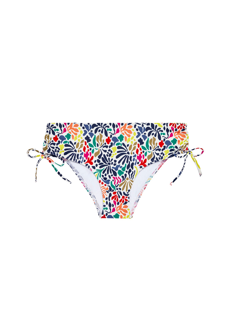 High-waist retro bikini brief - Tropico white print