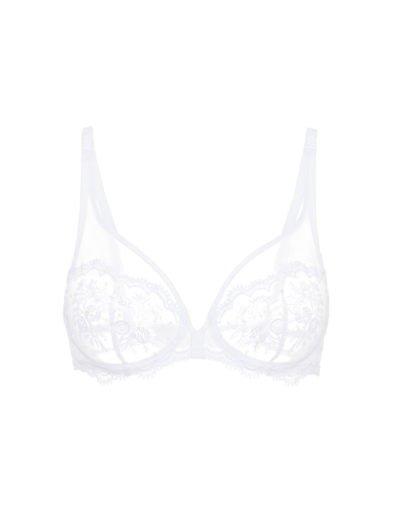 Plunging underwired bra - White