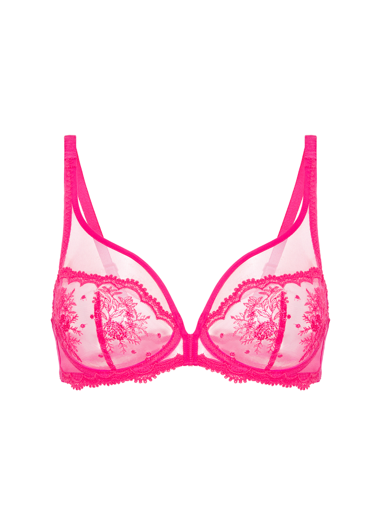 Plunging underwired bra - Disco pink