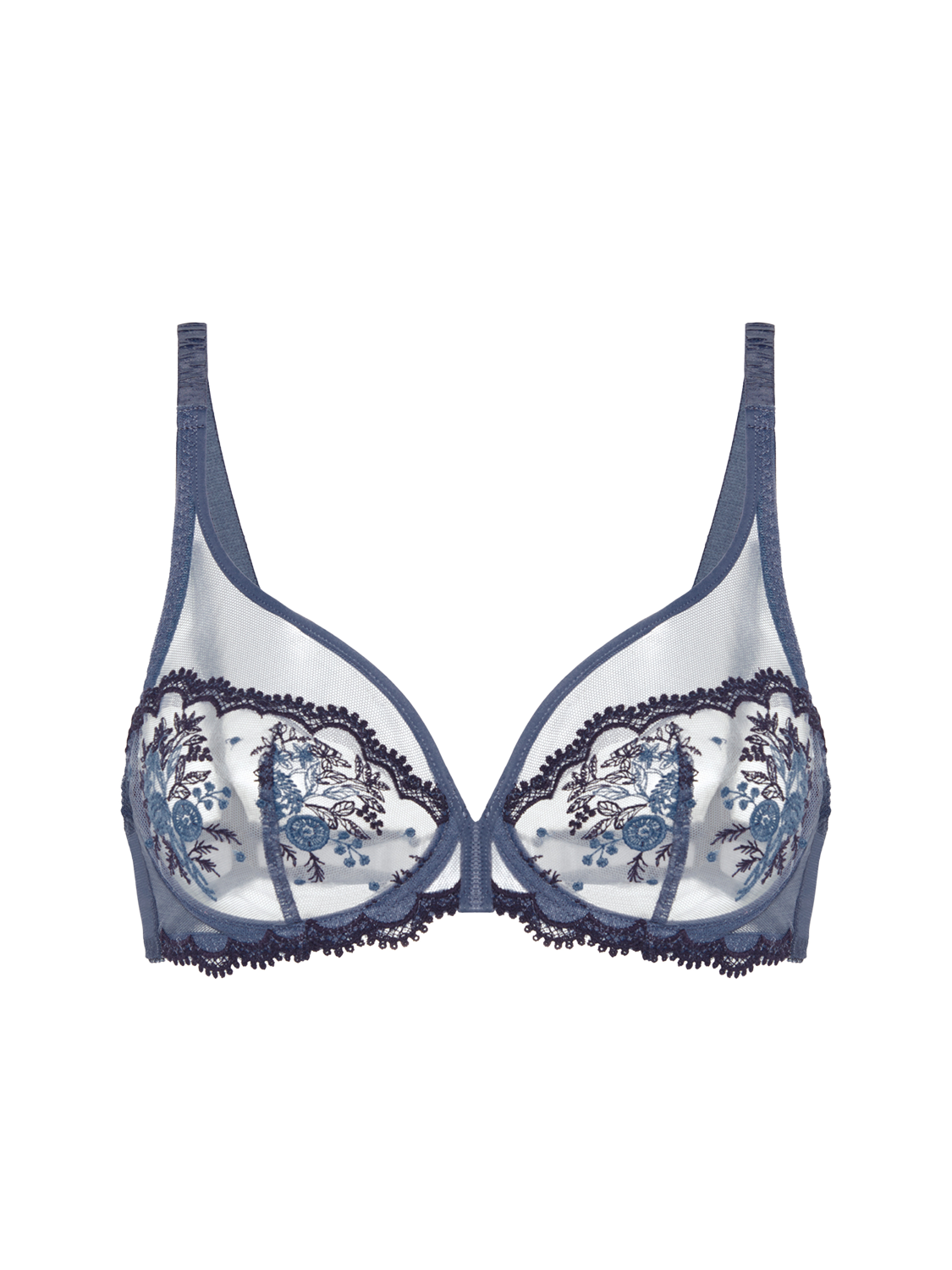 Plunging underwired bra - Cinder Blue