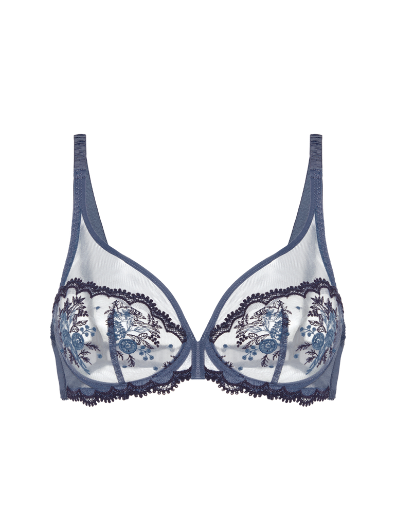 Plunging underwired bra - Cinder Blue