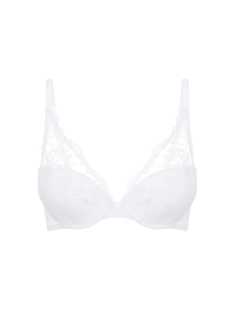 Plunging push-up bra - White