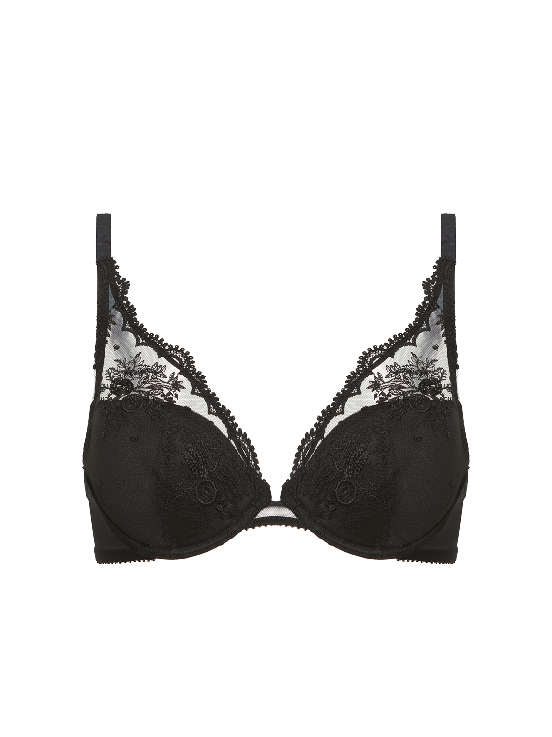 Plunging push-up bra - Black