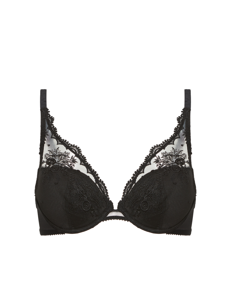 Plunging push-up bra - Black