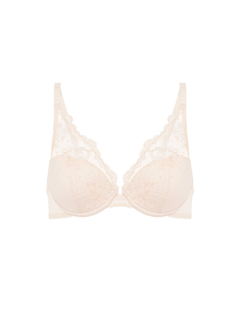 Plunging push-up bra - Sakura pink