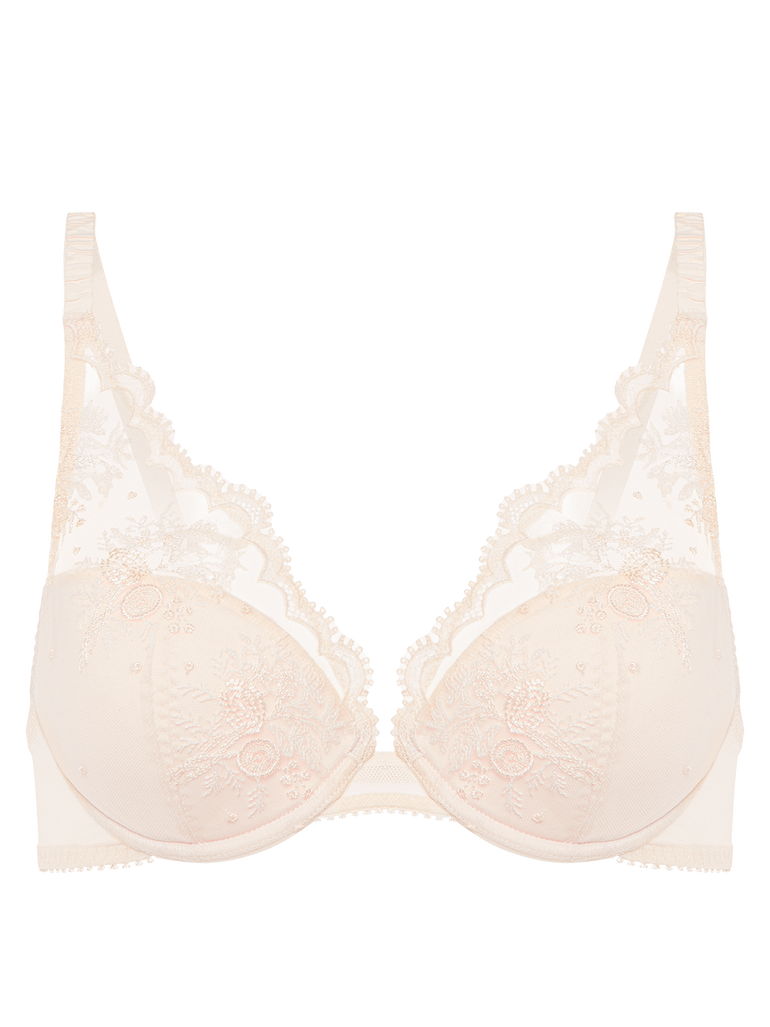 Plunging push-up bra - Sakura pink