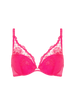 Plunging push-up bra - Disco pink