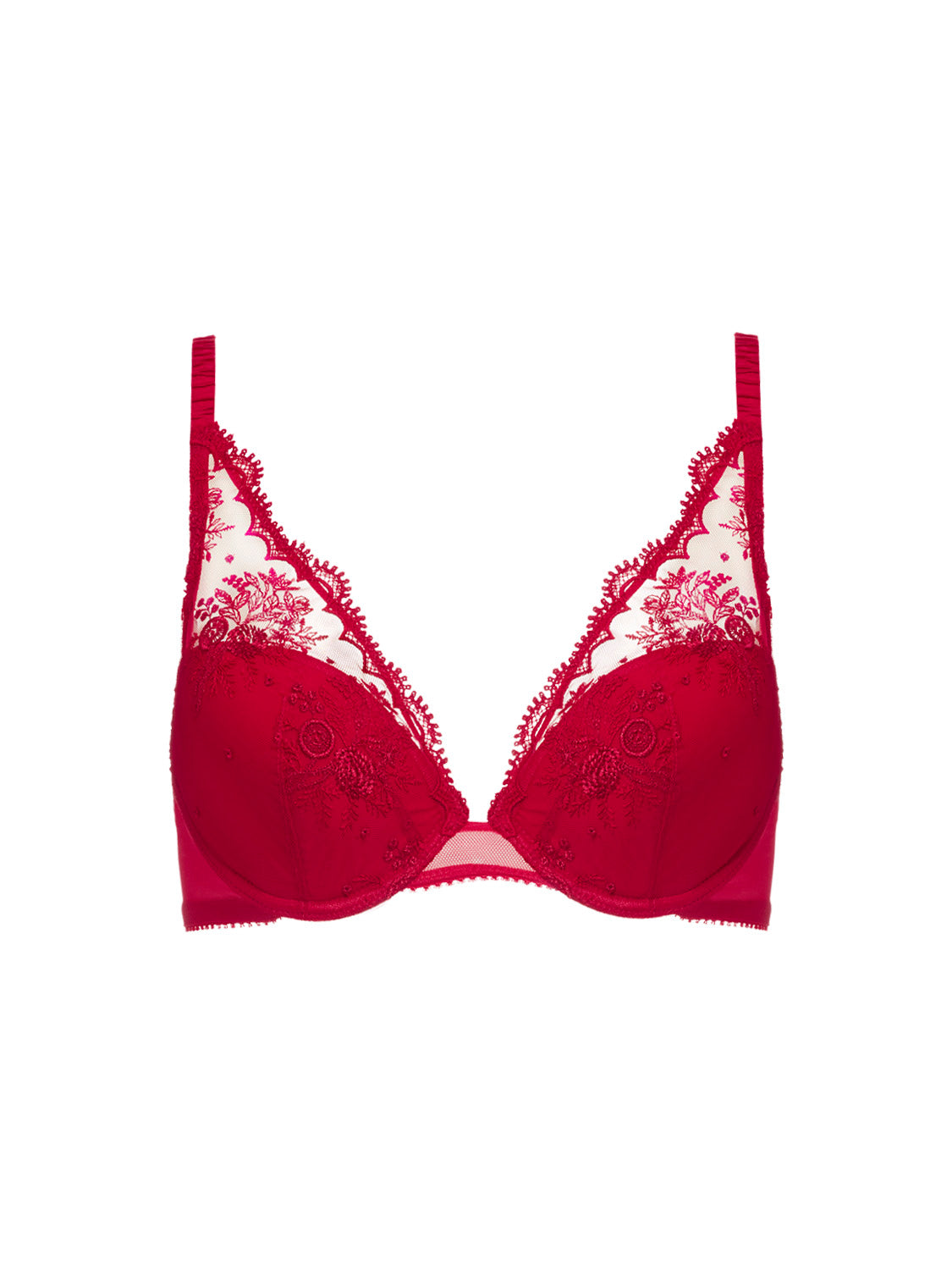 Plunging push-up bra - Opera Red