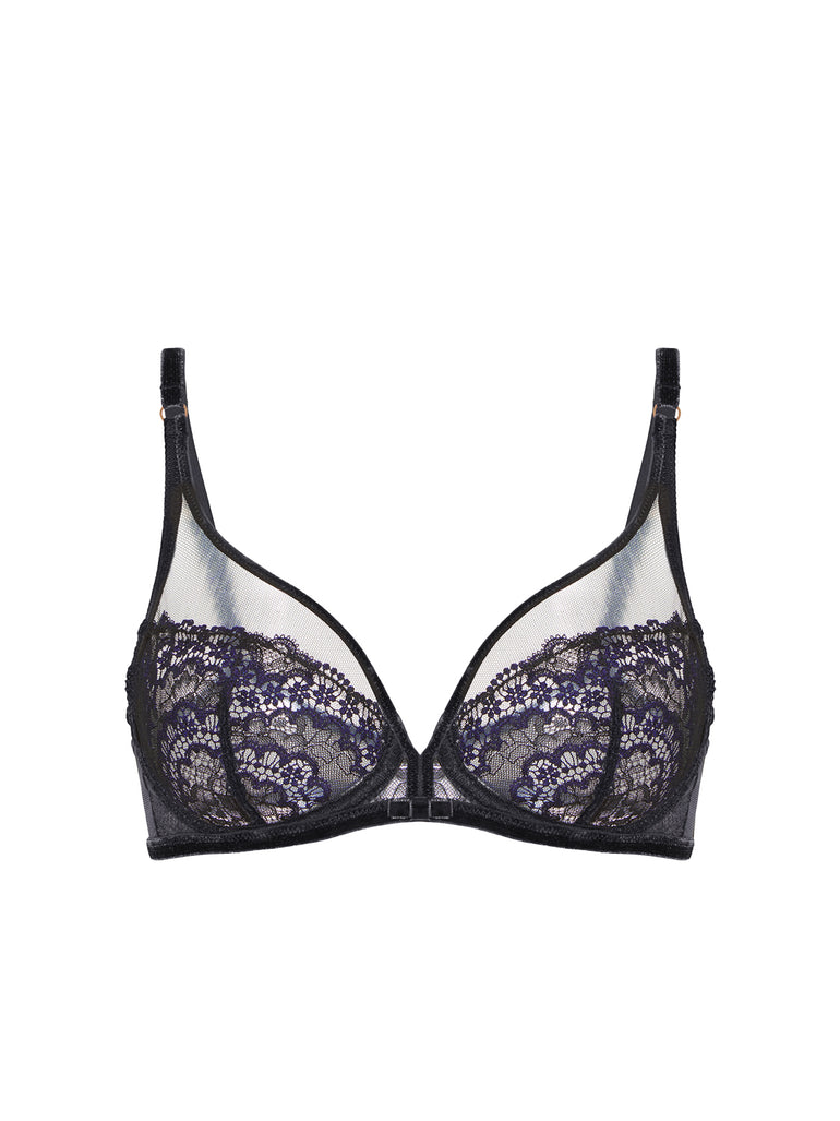 Plunging underwired bra - Black