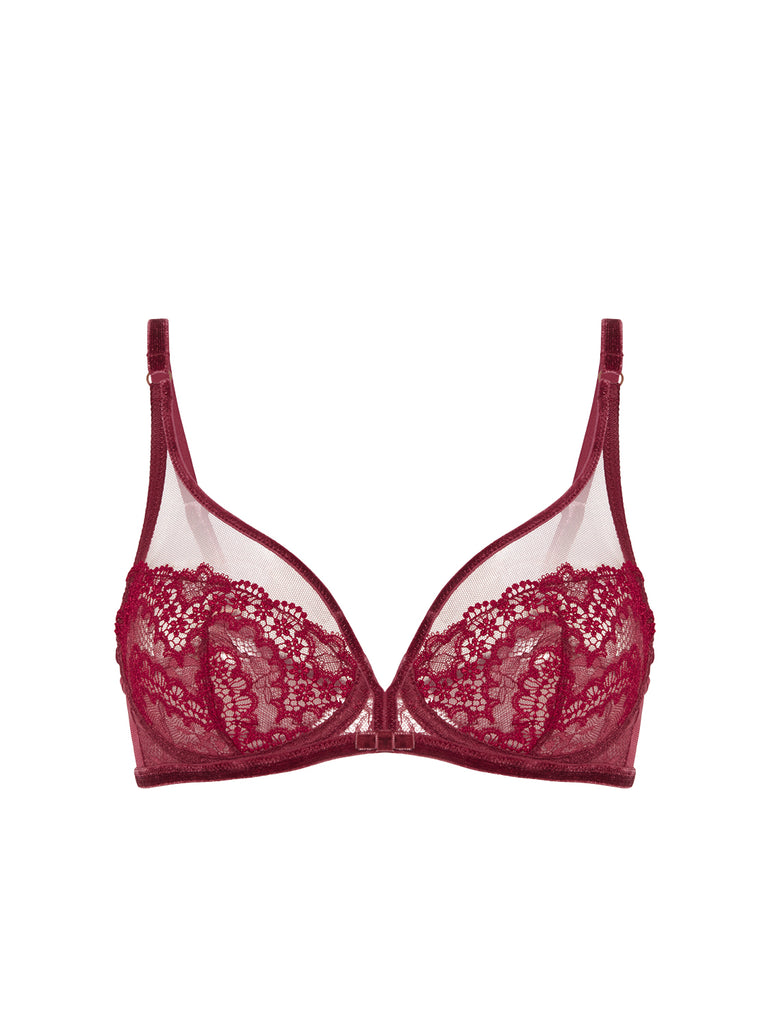 Plunging underwired bra - Spinel Red