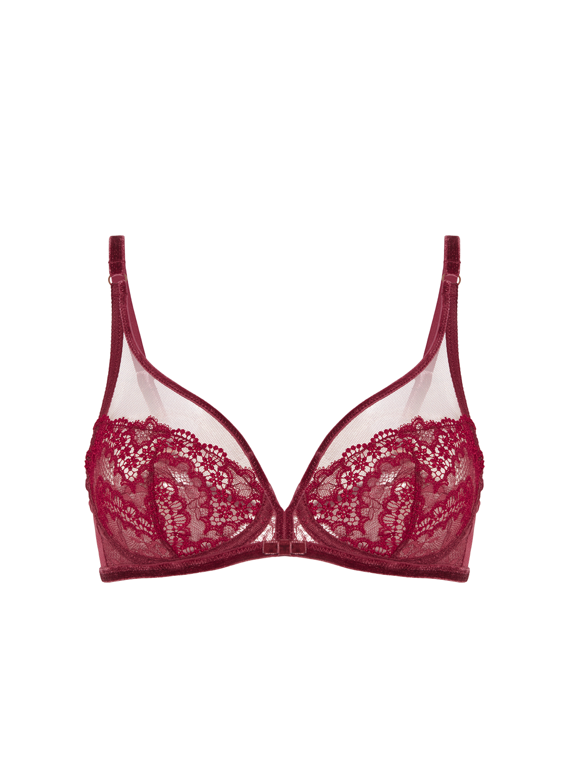 Plunging underwired bra - Spinel Red