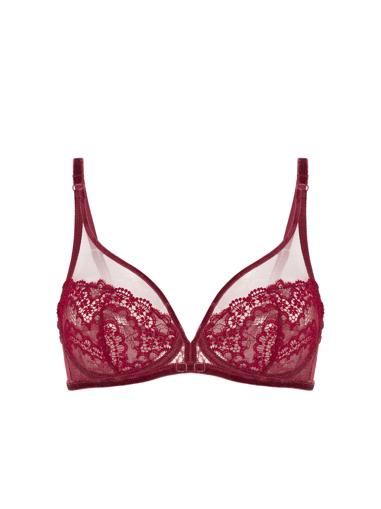 Plunging underwired bra - Spinel Red