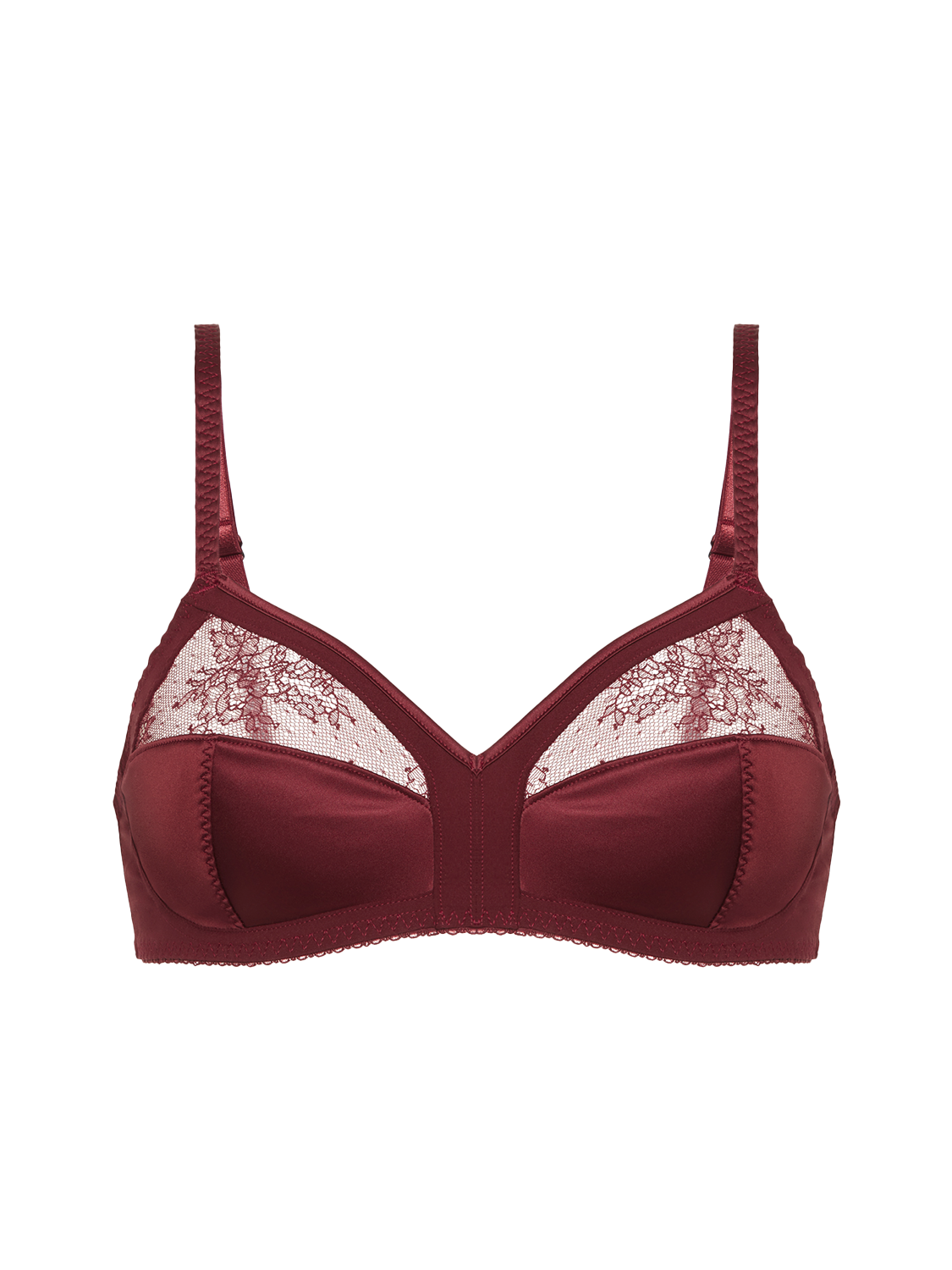 Soft cup triangle bra - Dark Red