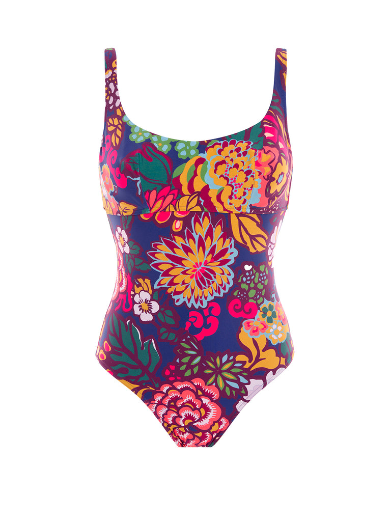 Underwired one-piece swimsuit - Bloom Print