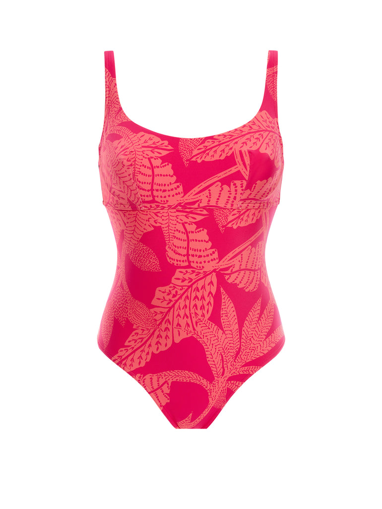 Underwired one-piece swimsuit - Bright Rose Print