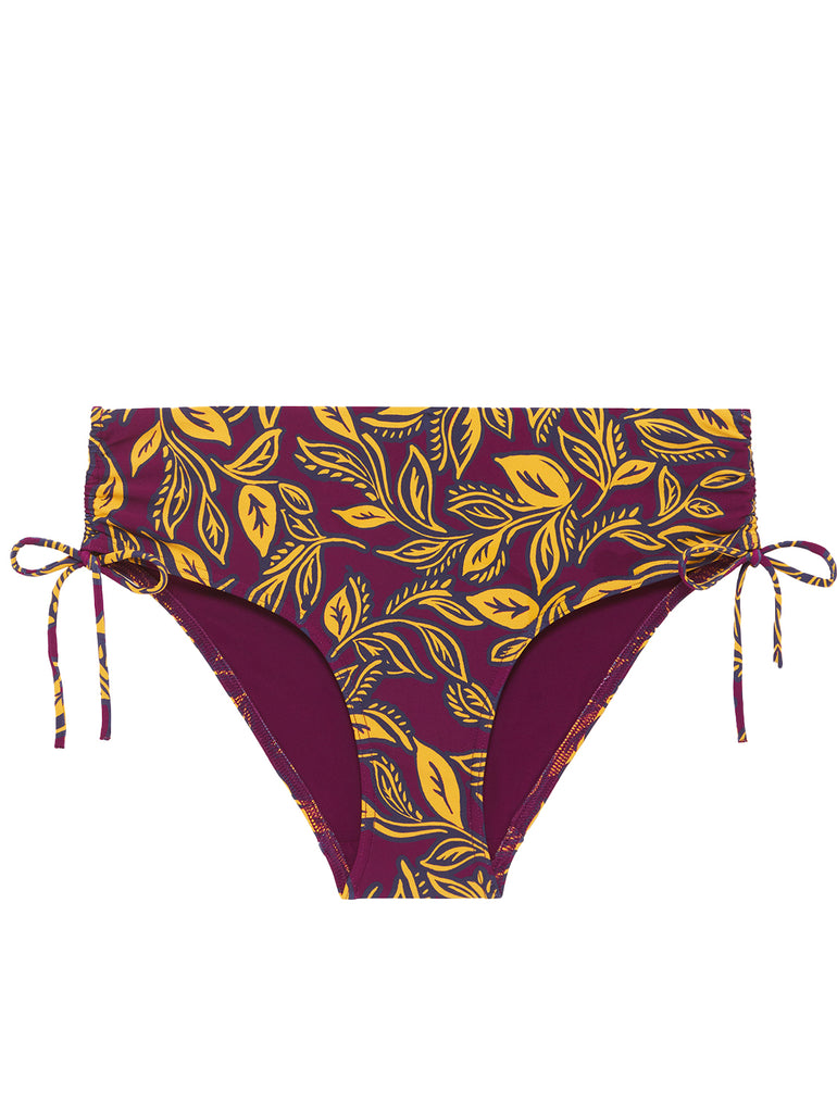 High-waist bikini brief - Agadir Purple Print