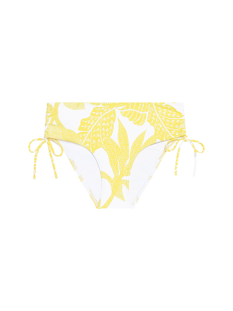 High-waist bikini brief - Plumeria Print