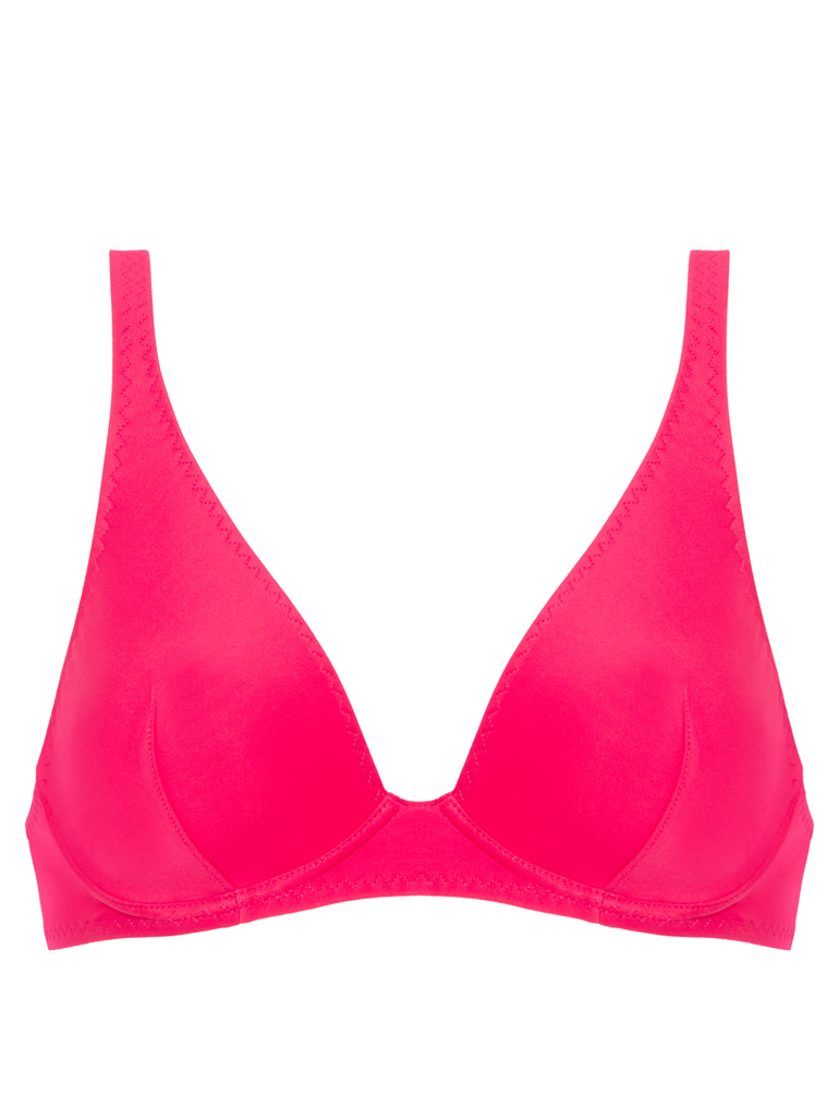 Underwired triangle bikini bra - Lipstick