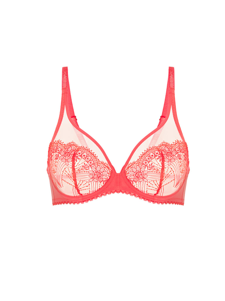 Plunging underwired bra - Coralia Red