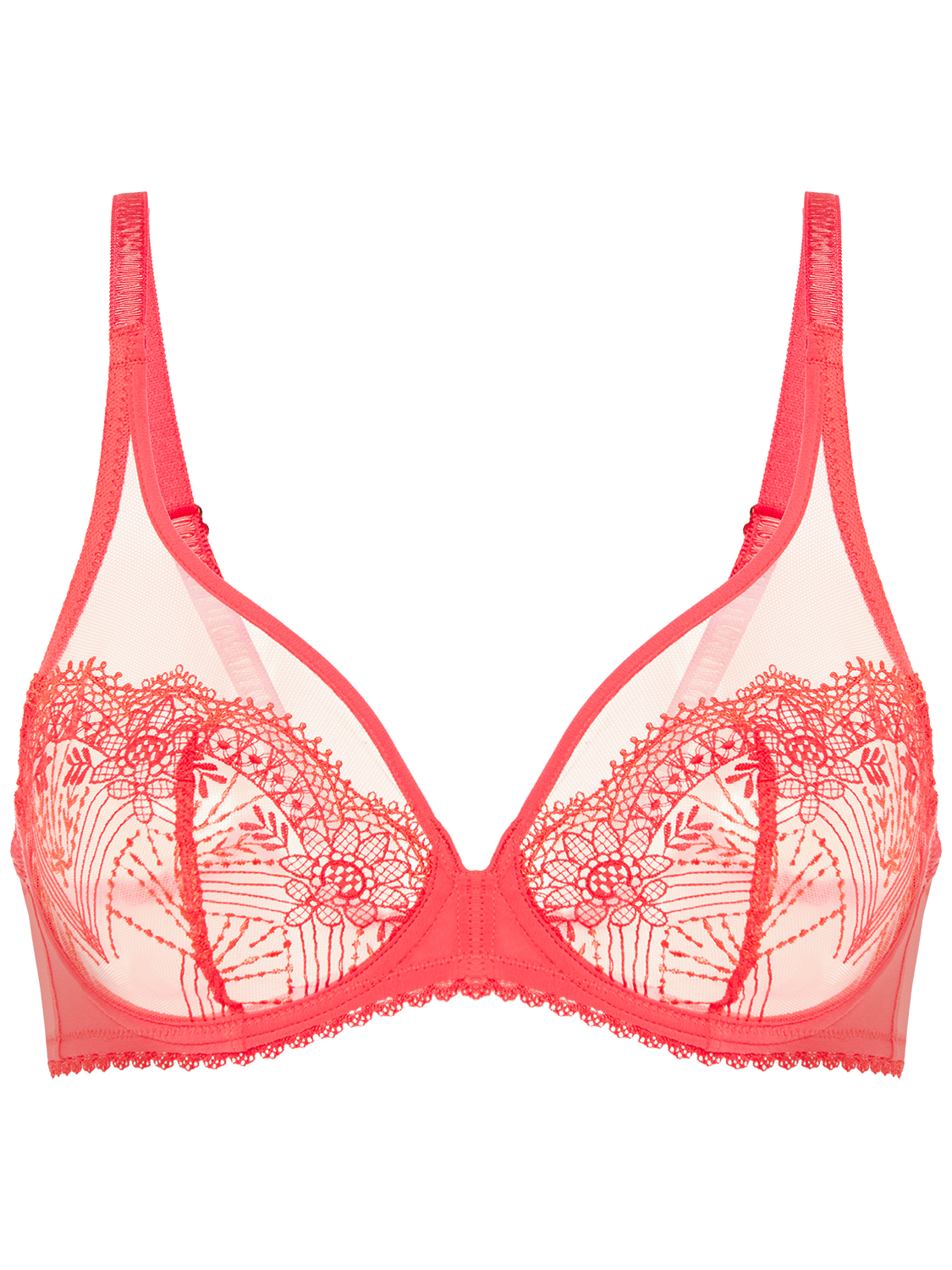 Plunging underwired bra - Coralia Red