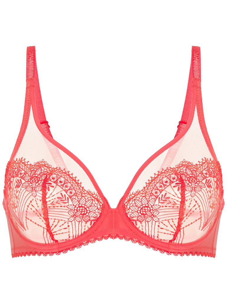 Plunging underwired bra - Coralia Red