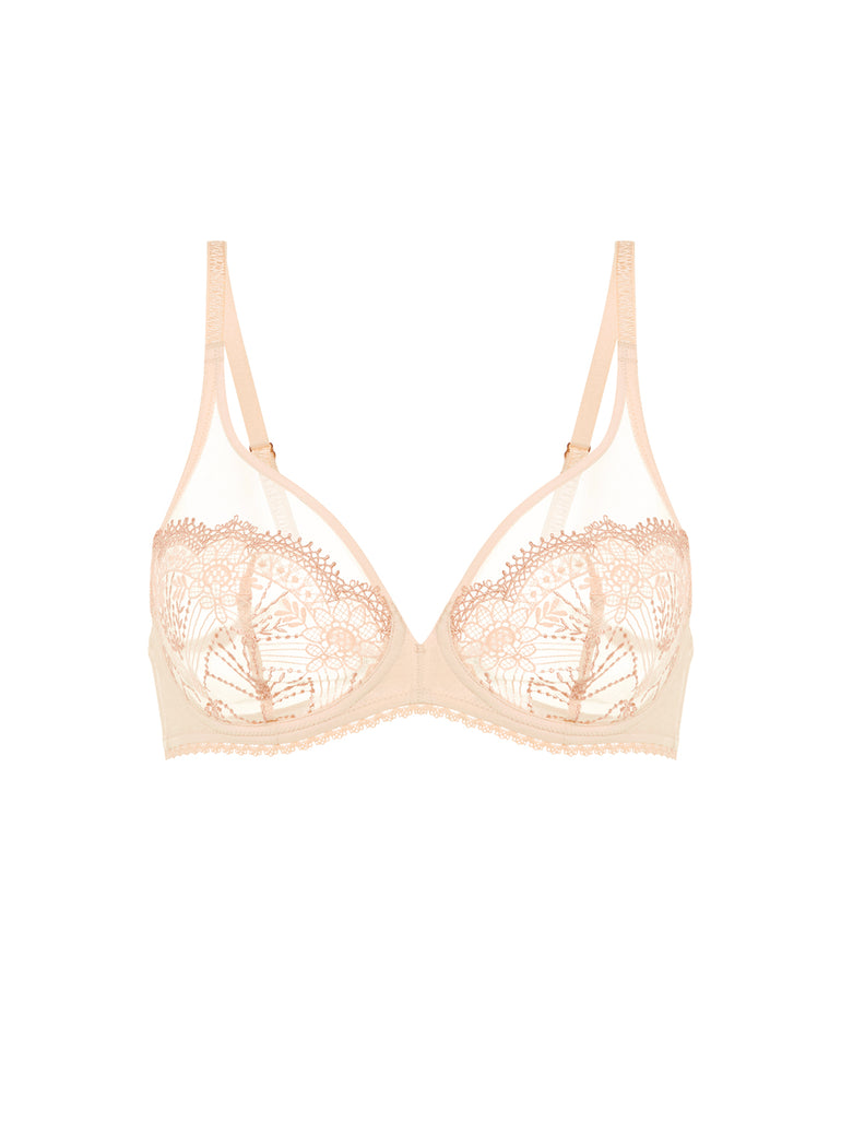 Plunging underwired bra - Chic Beige