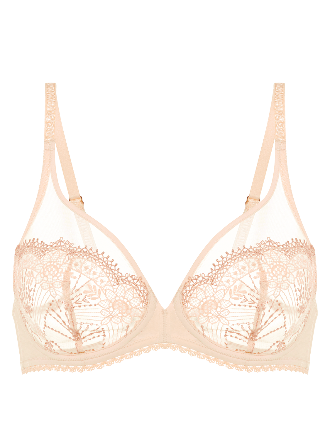 Plunging underwired bra - Chic Beige