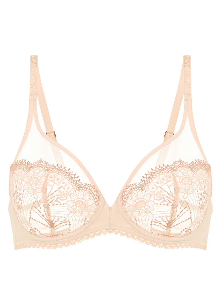 Plunging underwired bra - Chic Beige