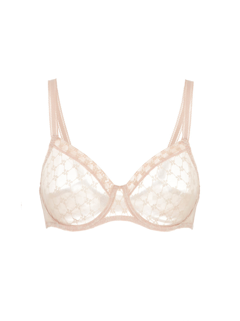 Plunging moulded underwired bra - Peau rosée
