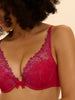 Plunging push-up bra - Rainbow Red
