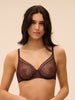Plunging moulded underwired bra - Dark Brown