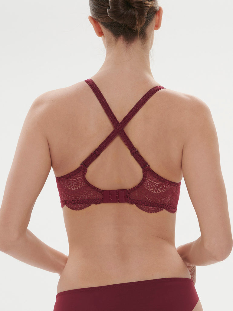 Squared neckline spacer bra - Spinel Red