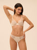 Plunging underwired bra - Topaz Beige