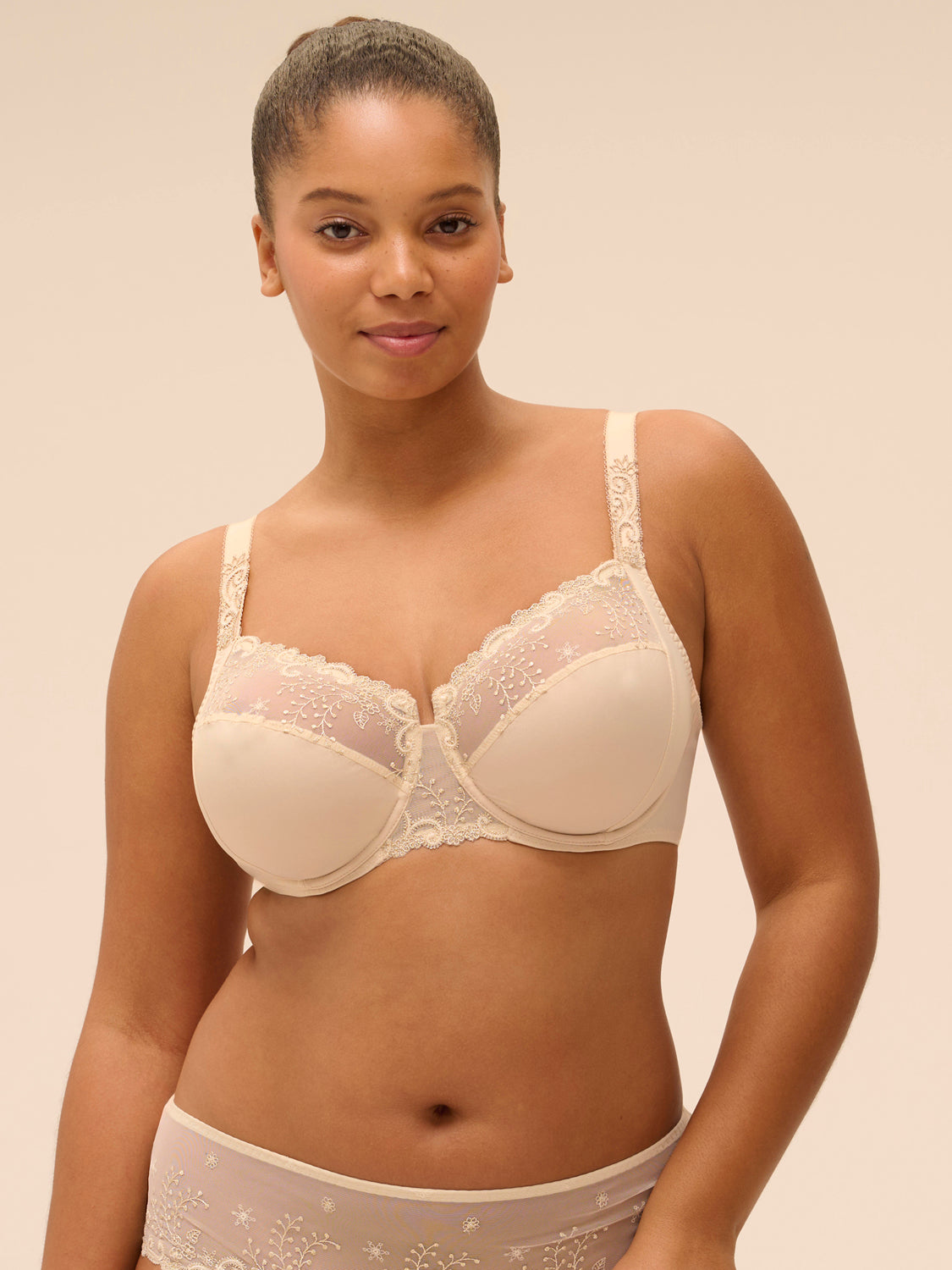 Embroidery Full Cup Bra Topaz Beige - Délice - Simone Pérèle