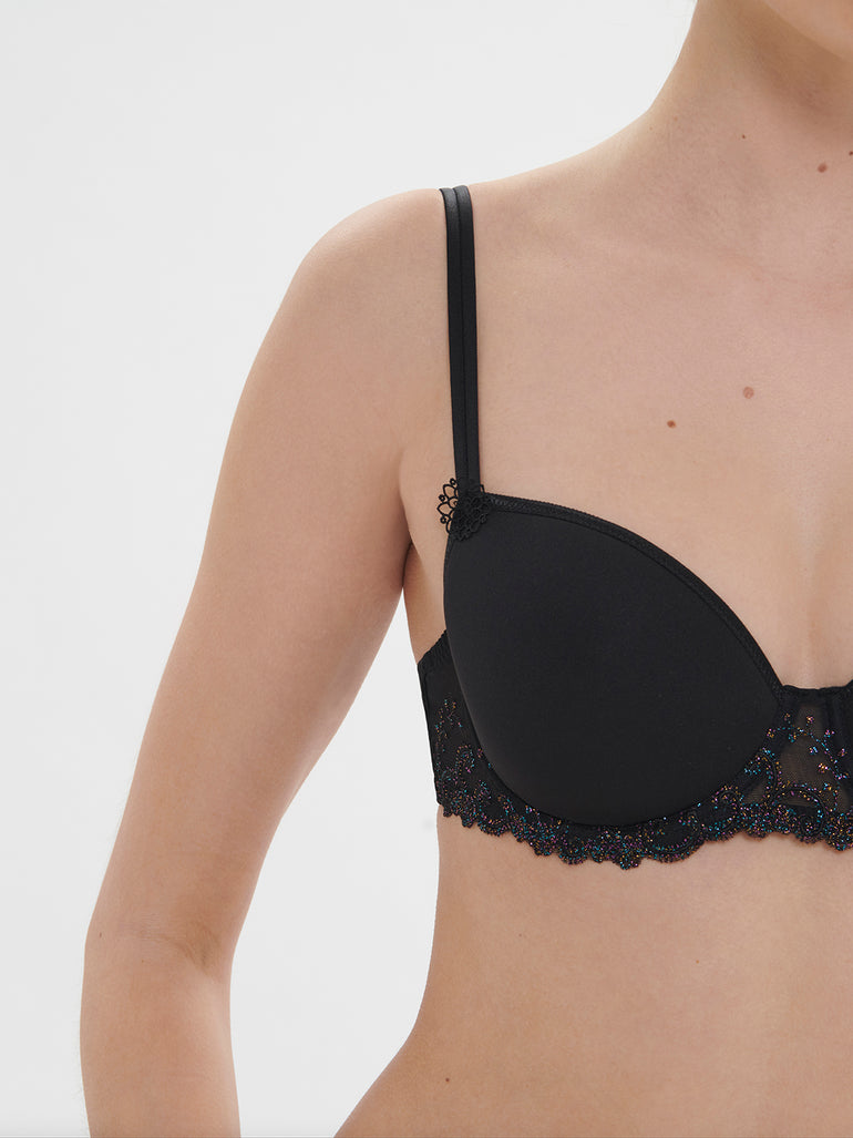 Squared neckline spacer bra - Gem Black