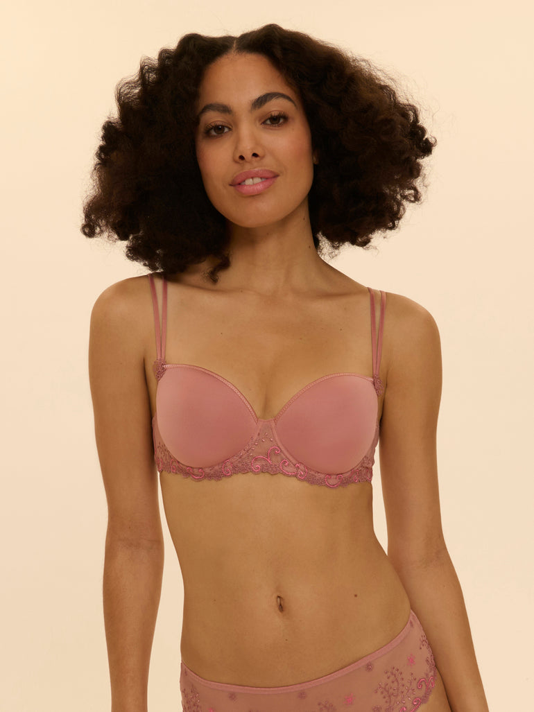 Squared neckline spacer bra - Smokey Pink