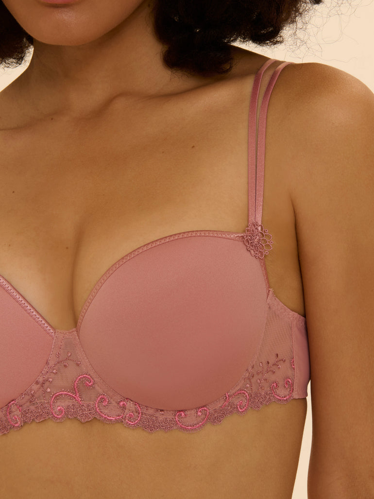 Squared neckline spacer bra - Smokey Pink