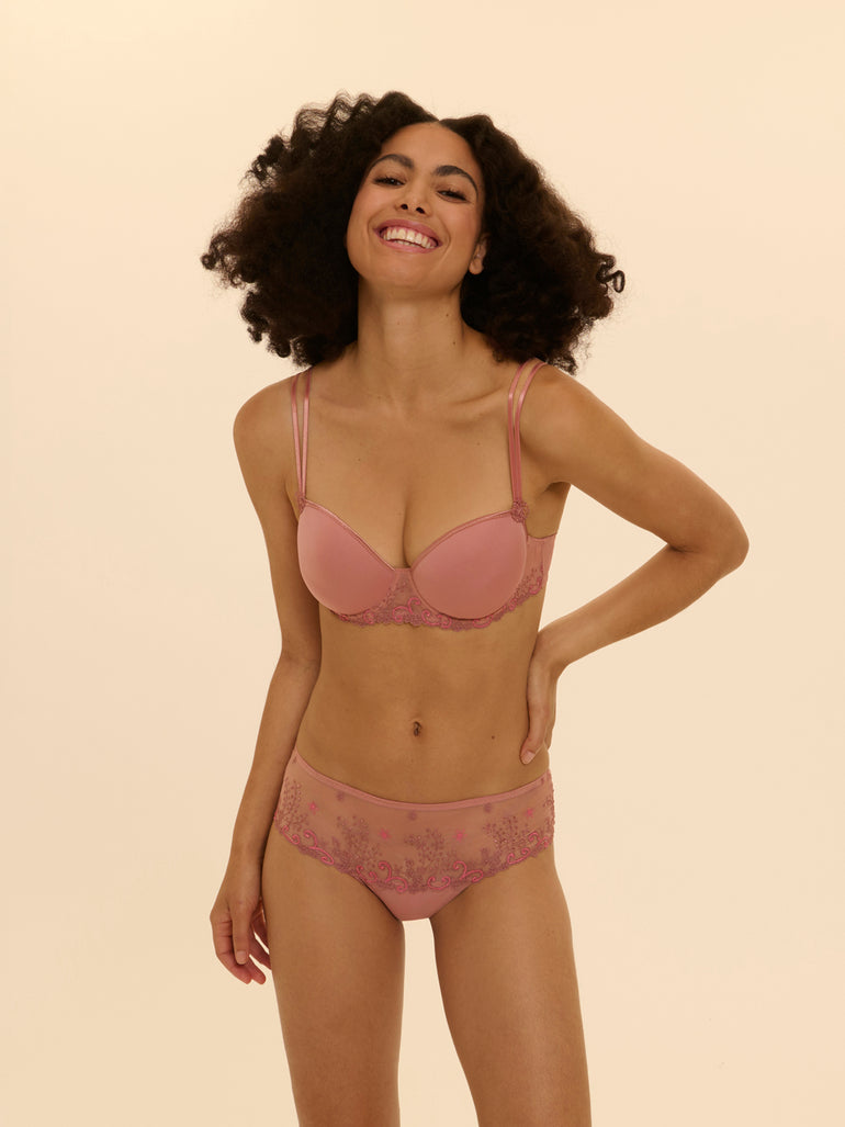 Squared neckline spacer bra - Smokey Pink