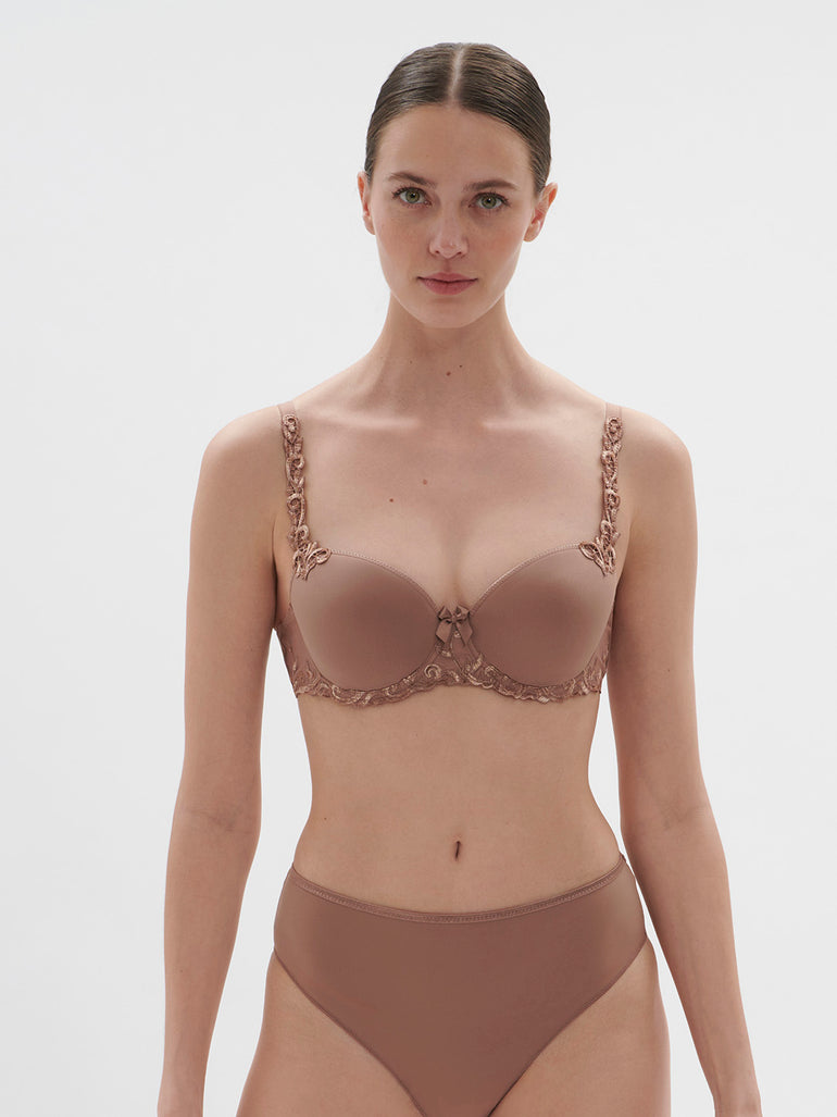 Padded half cup bra - Amaretto