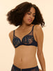 Plunging underwired bra - Sapphire
