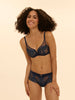 Plunging underwired bra - Sapphire