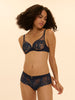 Plunging underwired bra - Sapphire