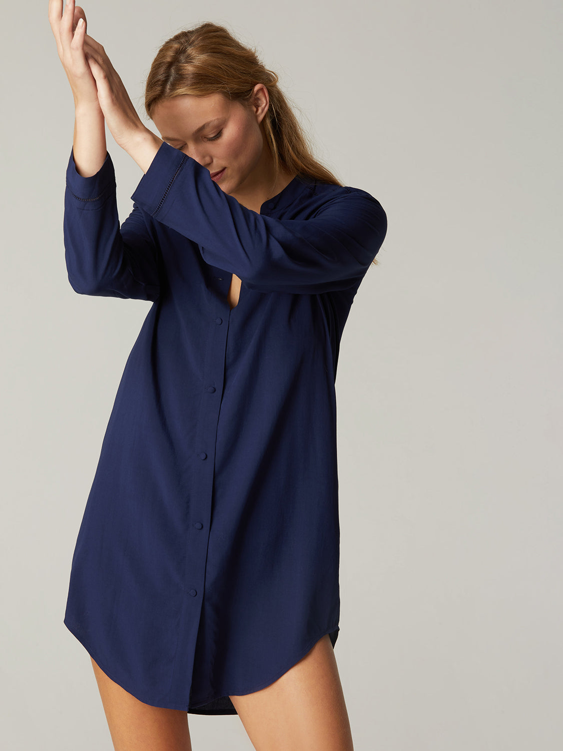 Long sleeved nightdress - Night Blue – Simone Pérèle UK