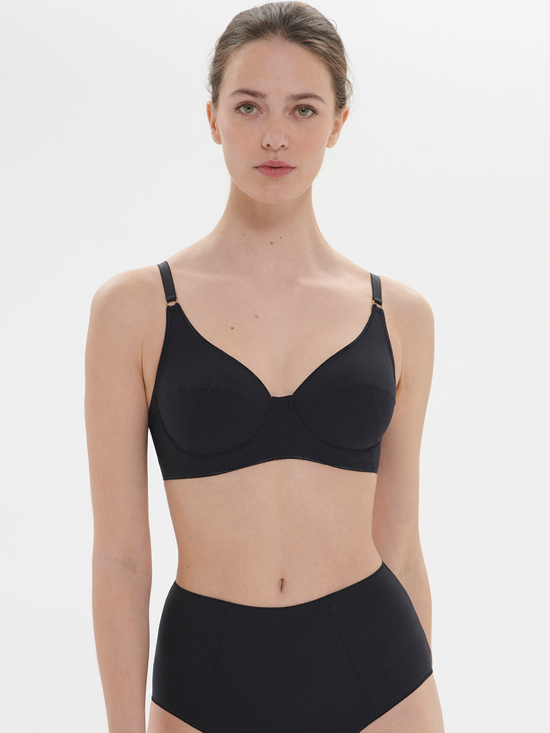 Plunging underwired bra - Black