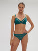 Plunging underwired bra - BLUE