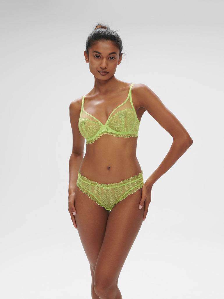 Plunging underwired bra - Lime