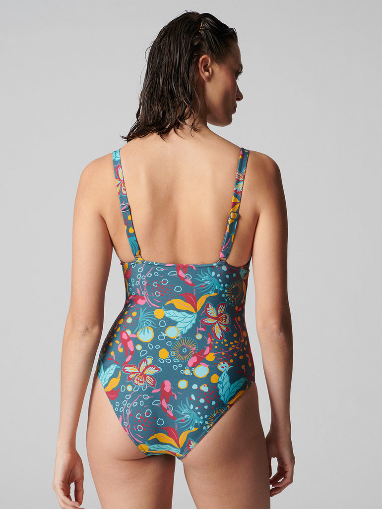 Underwired one-piece swimsuit - Lagoon Green