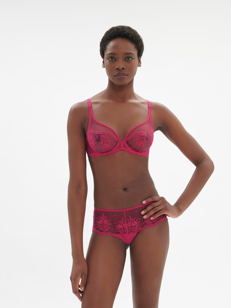 Plunging underwired bra - Disco pink