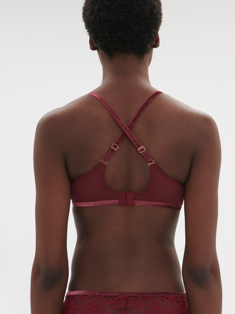 Plunging underwired bra - Spinel Red